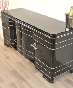 Art Deco Sideboard XXL, hochglanzschwarzes Finish