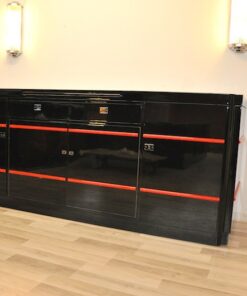 Art Deco Sideboard, Londoner Hotel, Hochglanzschwarz