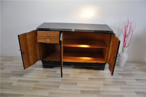 Art Deco Chromliner, Sideboard, Klavierlack