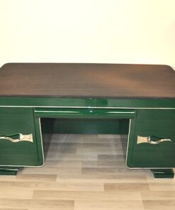 Art Deco Schreibtisch, Jaguar Racing Green, Alcantara