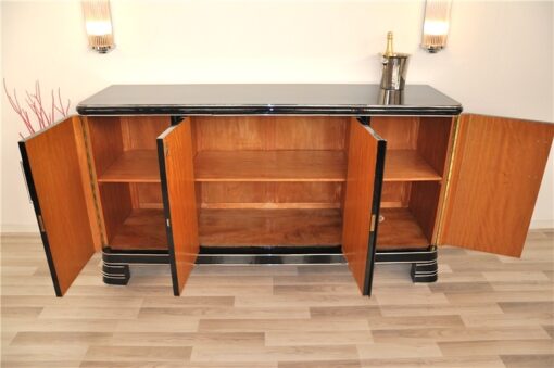 Art Deco Sideboard, Saarland, Hochglanzschwarz