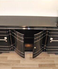 Art Deco Sideboard XXL, hochglanzschwarzes Finish