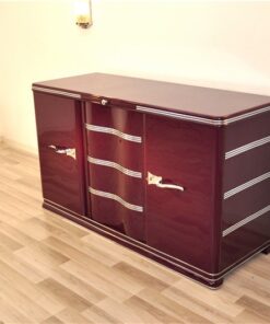 Art Deco Sideboard, Fleider, Chromgriffe