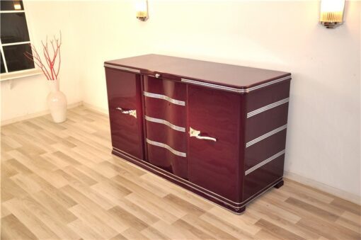 Art Deco Sideboard, Fleider, Chromgriffe