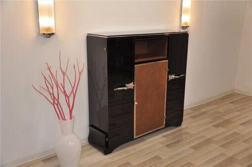 Art Deco Highboard, Stauraum, Lederplatte