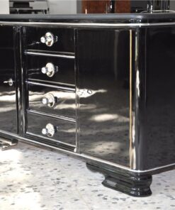 Art Deco Kommode, Lederplatte, Schubladen