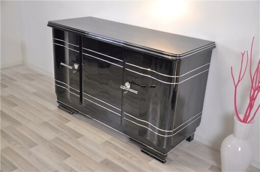 Art Deco Chromliner, Sideboard, Klavierlack