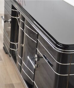 Art Deco Sideboard XXL, hochglanzschwarzes Finish