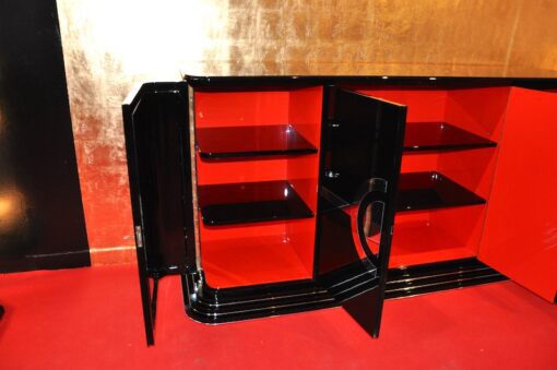 Art Deco Sideboard, rotes Innenlben, Eyecatcher