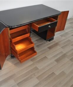 Art Deco Schreibtisch, Klavierlack, sauberes Innenleben