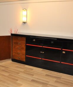 Art Deco Sideboard, Londoner Hotel, Hochglanzschwarz