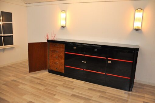 Art Deco Sideboard, Londoner Hotel, Hochglanzschwarz