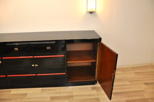 Art Deco Sideboard, Londoner Hotel, Hochglanzschwarz