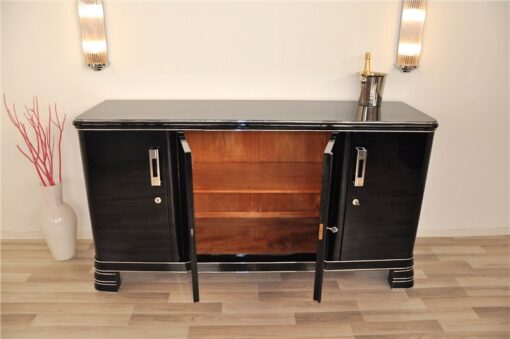 Art Deco Sideboard, Saarland, Hochglanzschwarz