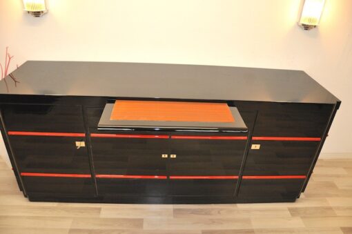 Art Deco Sideboard, Londoner Hotel, Hochglanzschwarz