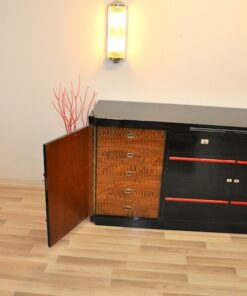 Art Deco Sideboard, Londoner Hotel, Hochglanzschwarz