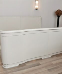 Art Deco bett, hochglanzweiß, Chromlinien