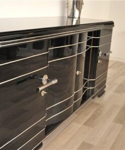 Art Deco Sideboard XXL, hochglanzschwarzes Finish