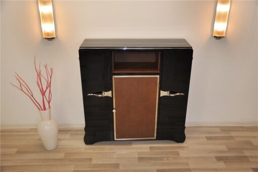 Art Deco Highboard, Stauraum, Lederplatte