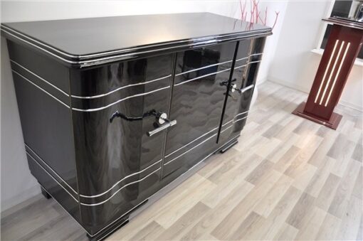 Art Deco Chromliner, Sideboard, Klavierlack