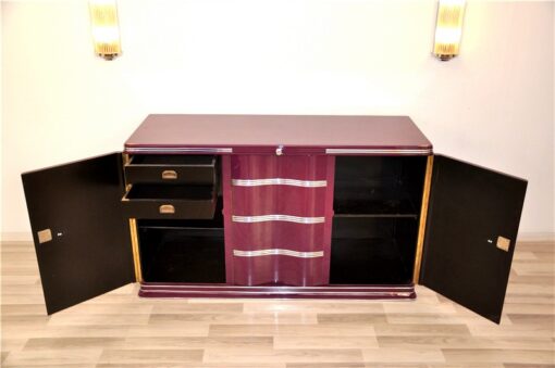 Art Deco Sideboard, Fleider, Chromgriffe