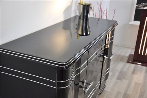 Art Deco Chromliner, Sideboard, Klavierlack