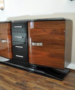 Art Deco Sideboard, Hochglanz Lackierung ( Innen & Außen ), Franz. Fuss, Lacobellplatte, 4 große Schubladen, Flügeltüren in Wellenform