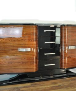 Art Deco Sideboard, Hochglanz Lackierung ( Innen & Außen ), Franz. Fuss, Lacobellplatte, 4 große Schubladen, Flügeltüren in Wellenform