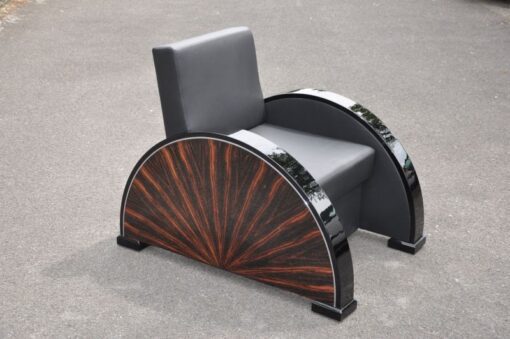 Art Deco Sessel, palisanderholz, Sternfurnier