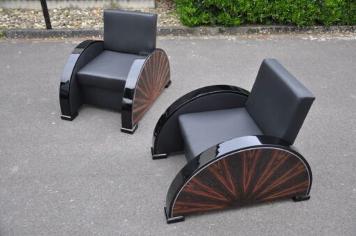 Art Deco Sessel, palisanderholz, Sternfurnier