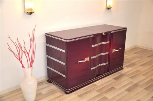 Art Deco Sideboard, Fleider, Chromgriffe