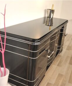 Art Deco Sideboard XXL, hochglanzschwarzes Finish