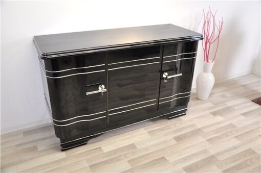 Art Deco Chromliner, Sideboard, Klavierlack