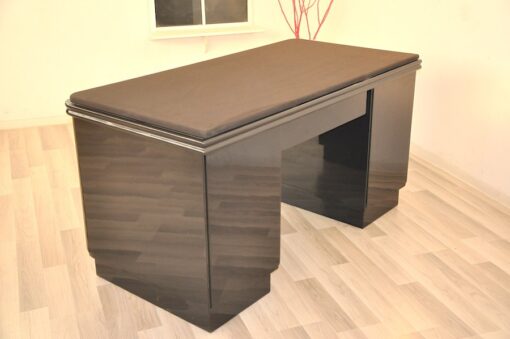 Art Deco Schreibtisch, Metallic Lackierung, Alcantara