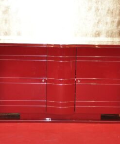 Art Deco Kommode, Chromeliner, einzigartige lackierung in hochglanz Rot, Chromlinien, Innenleben in matt Schwarz