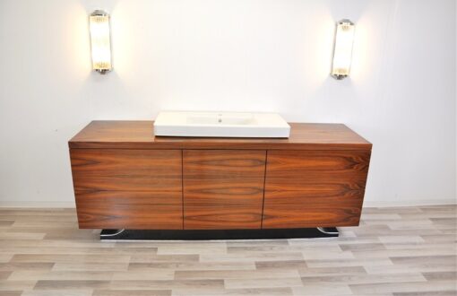 Art Deco XXl-Waschtisch, Santos-Palisanderholz, Villeroy&Boch, hochglanzschwarzer Fuß, einzigartiges Design