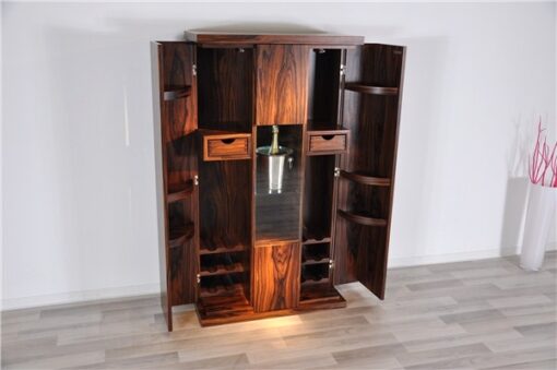 Art Deco Barschrank, Palisanderholz, wundervolle Maserung, viel Stauraum, edeles Design, absoluter Hingucker