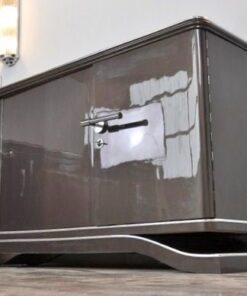 Lowboard Sideboard in Metallic Grau, Hochglanzlackierung, einzigartiges Design, tolle Formensprache, Chromgriffe