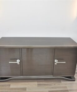 Lowboard Sideboard in Metallic Grau, Hochglanzlackierung, einzigartiges Design, tolle Formensprache, Chromgriffe