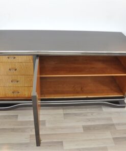 Lowboard Sideboard in Metallic Grau, Hochglanzlackierung, einzigartiges Design, tolle Formensprache, Chromgriffe