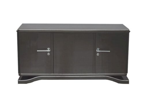Lowboard Sideboard in Metallic Grau, Hochglanzlackierung, einzigartiges Design, tolle Formensprache, Chromgriffe