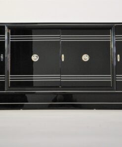 Art Deco Sideboard, Chromliner, rotes Barfach, hochglanz Schwarz, französisches Fußgestell, Design, buffet, wohnzimmer, Bar