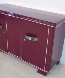 Art Deco Sideboard, außergewoenliche Farbe, Metallic-Violett, große Chromgriffe