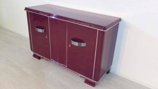 Art Deco Sideboard, außergewoenliche Farbe, Metallic-Violett, große Chromgriffe