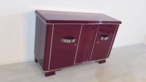 Art Deco Sideboard, außergewoenliche Farbe, Metallic-Violett, große Chromgriffe