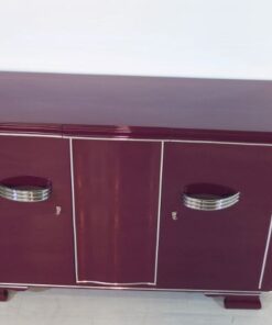 Art Deco Sideboard, außergewoenliche Farbe, Metallic-Violett, große Chromgriffe