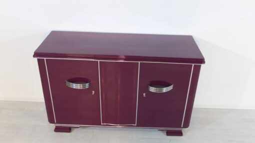 Art Deco Sideboard, außergewoenliche Farbe, Metallic-Violett, große Chromgriffe