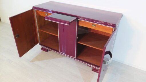 Art Deco Sideboard, außergewoenliche Farbe, Metallic-Violett, große Chromgriffe