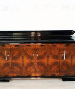 Art Deco Sideboard, WUrzelholz Furnier, Frankreich, CHromgriffe, Klavierlack