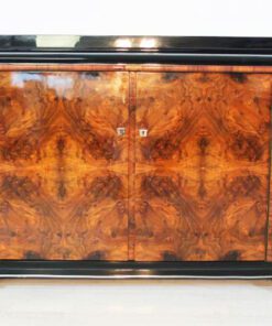 Art Deco Sideboard, WUrzelholz Furnier, Frankreich, CHromgriffe, Klavierlack